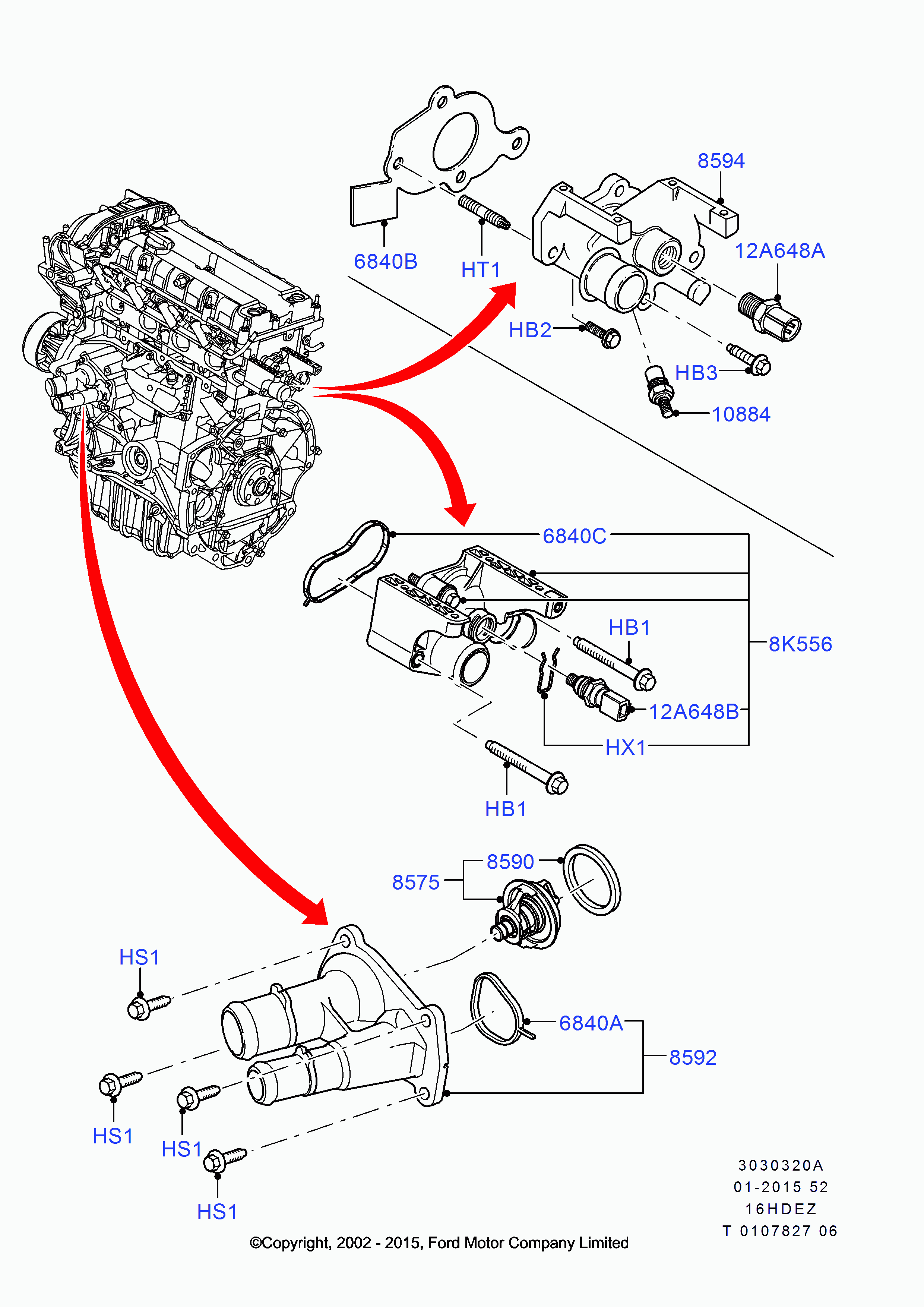 FORD 1 303 374 - Termostats, Dzesēšanas šķidrums adetalas.lv