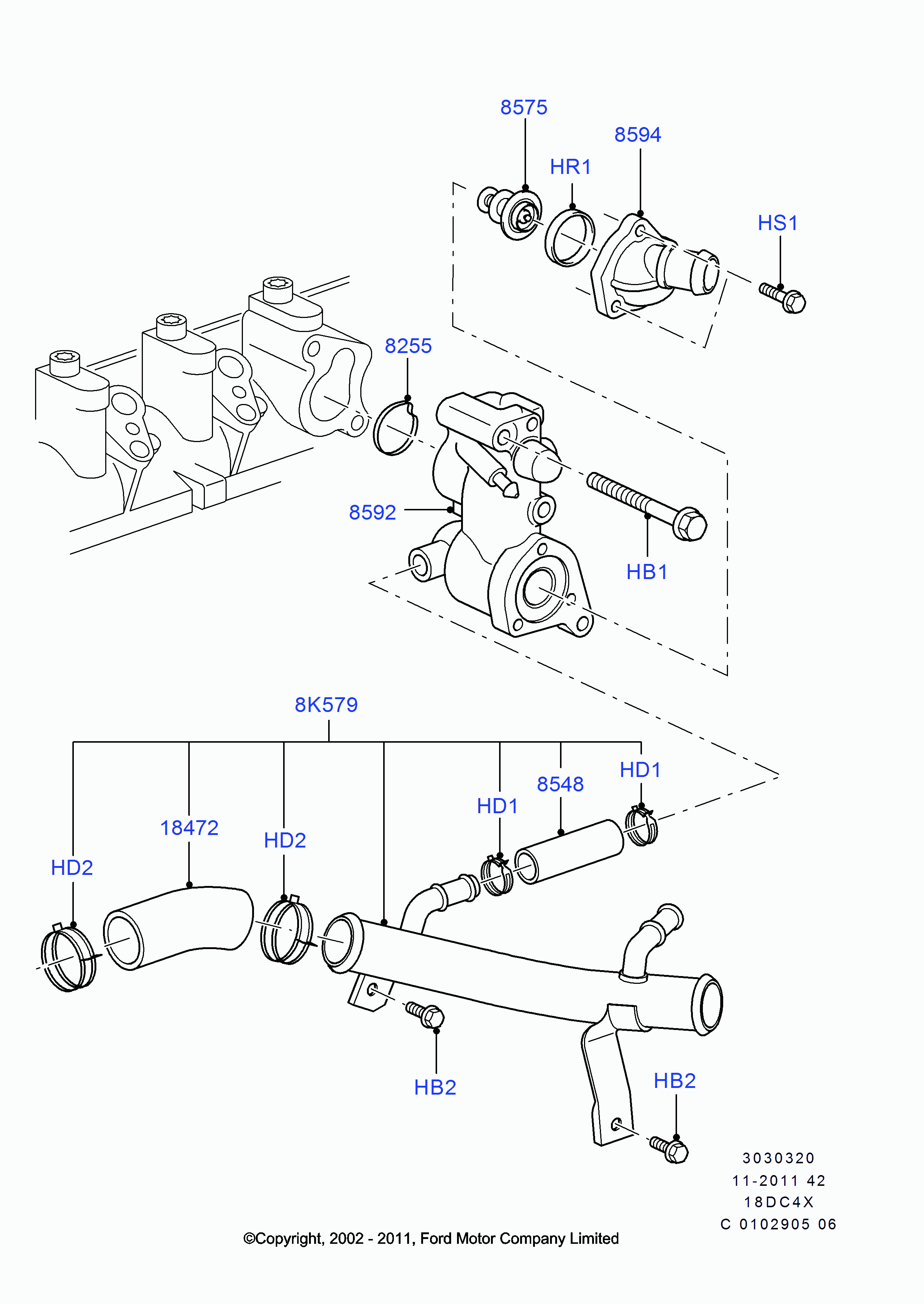 FORD 1 148 329 - Termostats, Dzesēšanas šķidrums adetalas.lv