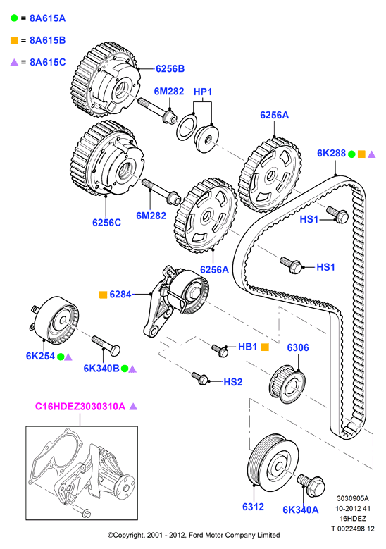 FORD 1672144 - Zobsiksnas komplekts adetalas.lv