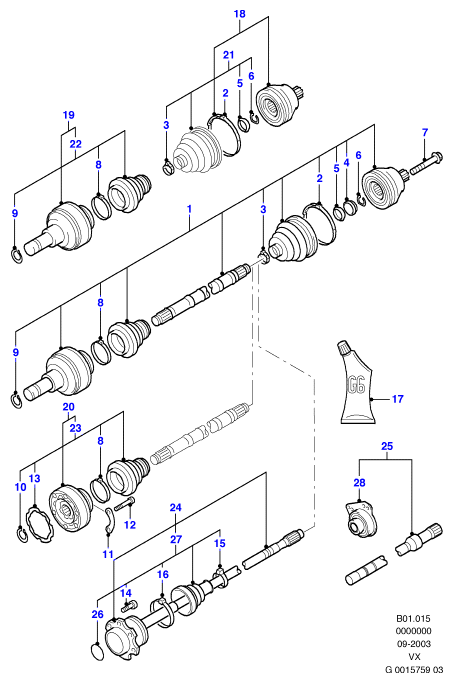 VW 1690336 - Šarnīru komplekts, Piedziņas vārpsta adetalas.lv