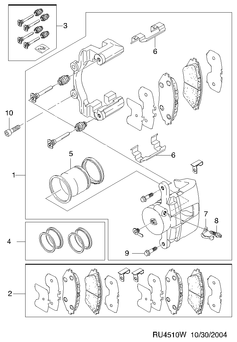 Suzuki 96349060 - Bremžu uzliku kompl., Disku bremzes adetalas.lv