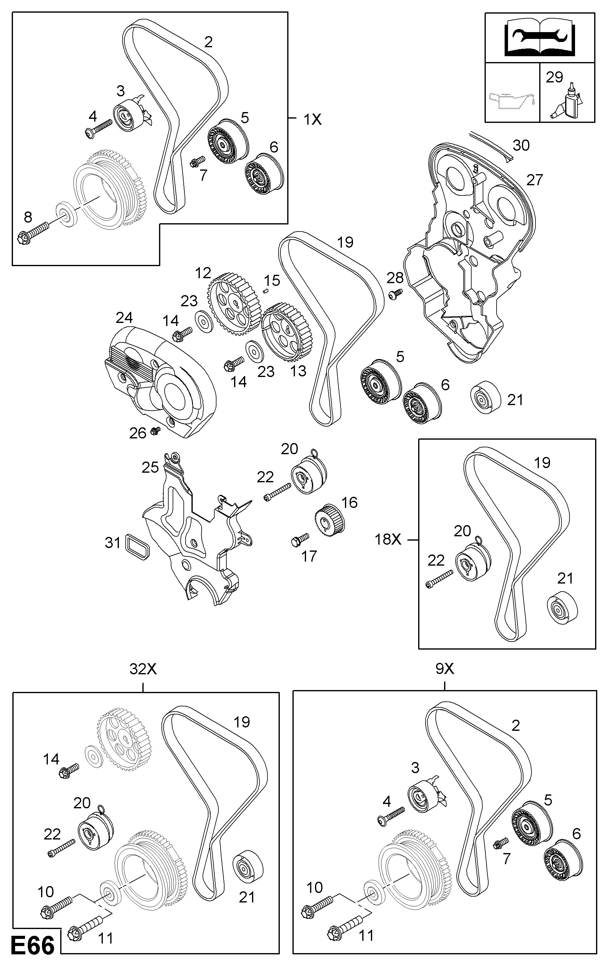 Vauxhall 5636451 - Spriegotājrullītis, Gāzu sadales mehānisma piedziņas siksna adetalas.lv