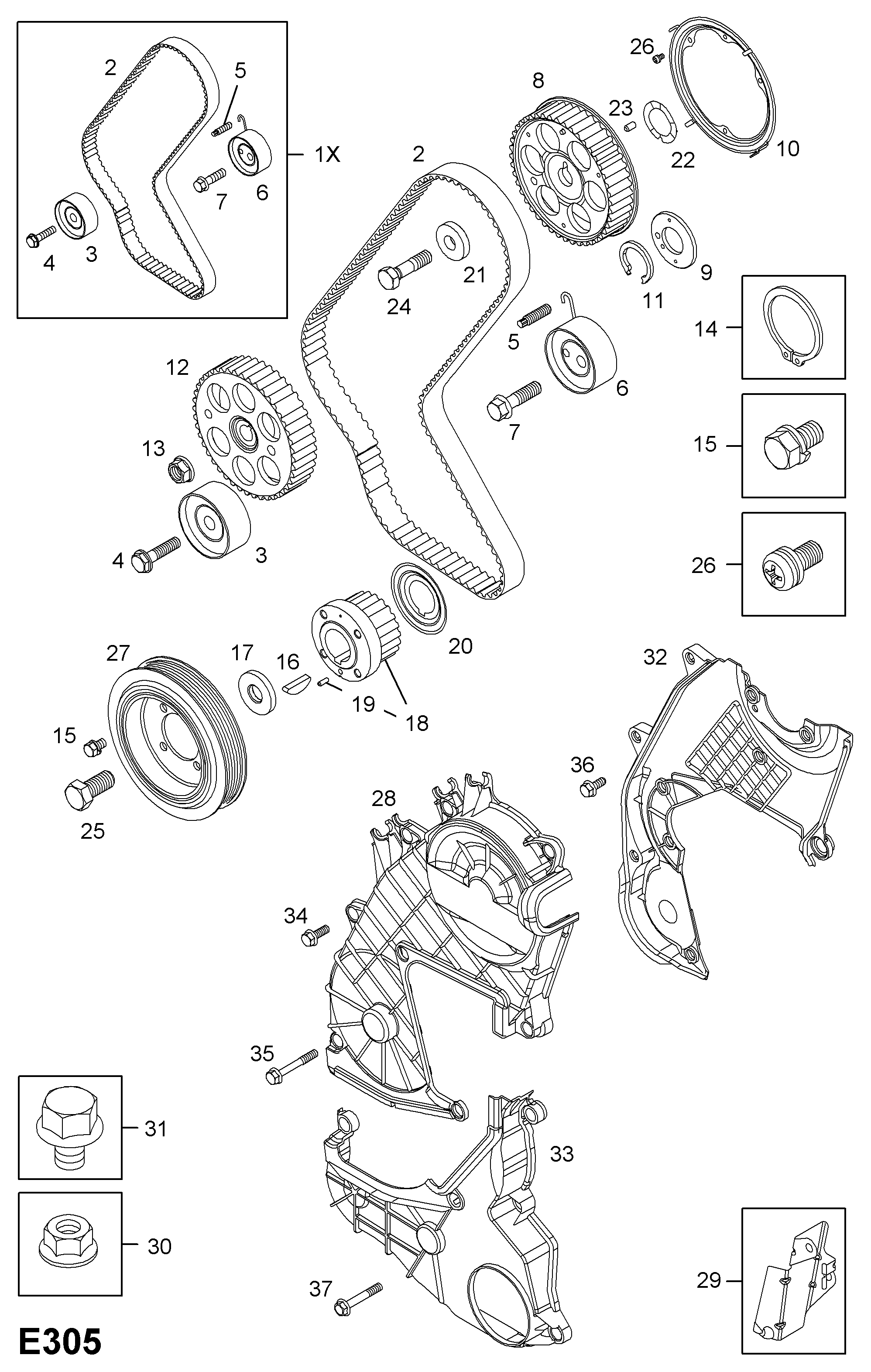 Opel 6 36 928 - Parazīt / Vadrullītis, Zobsiksna adetalas.lv