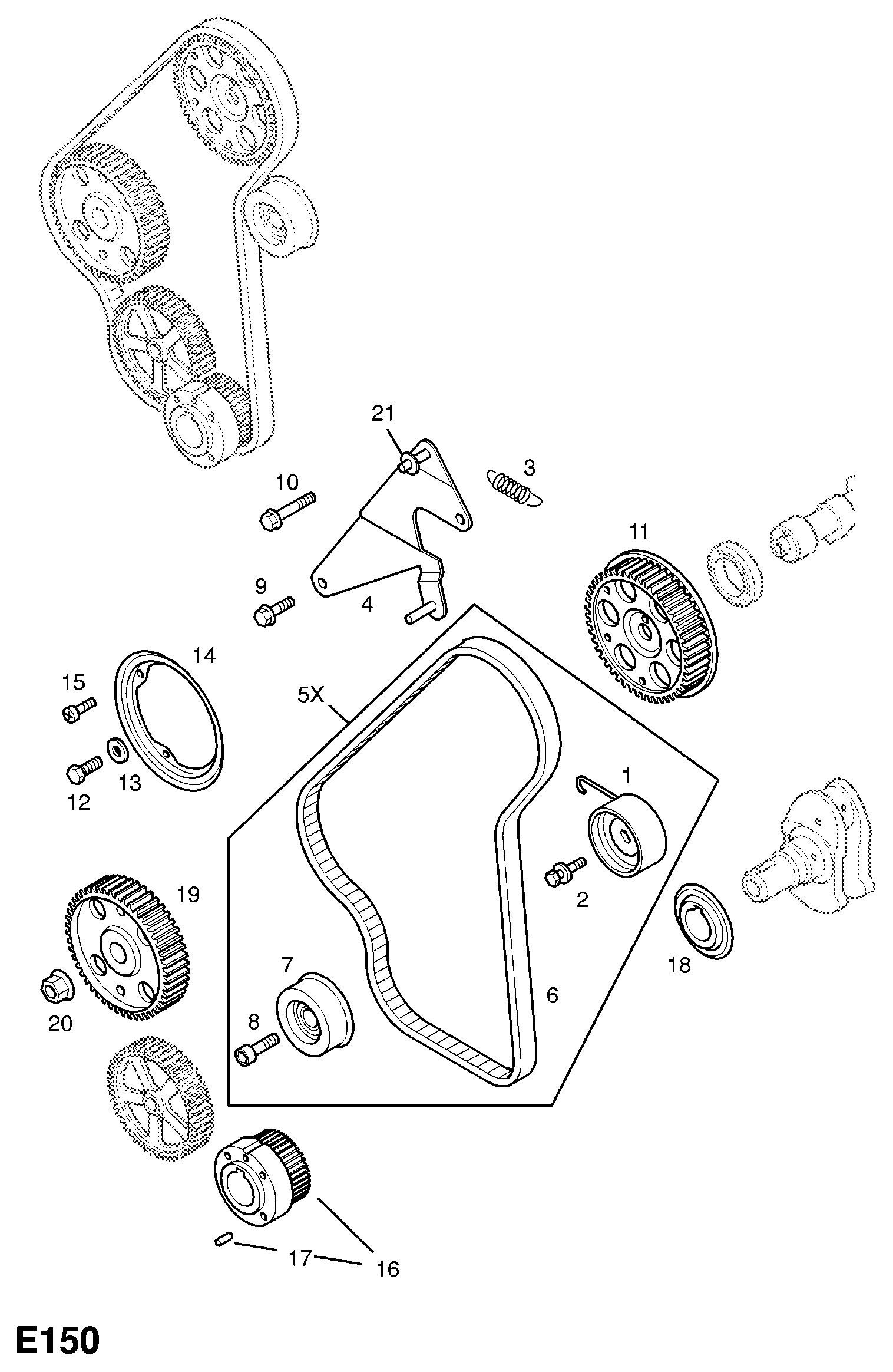 Opel 5636724 - Spriegotājrullītis, Gāzu sadales mehānisma piedziņas siksna adetalas.lv