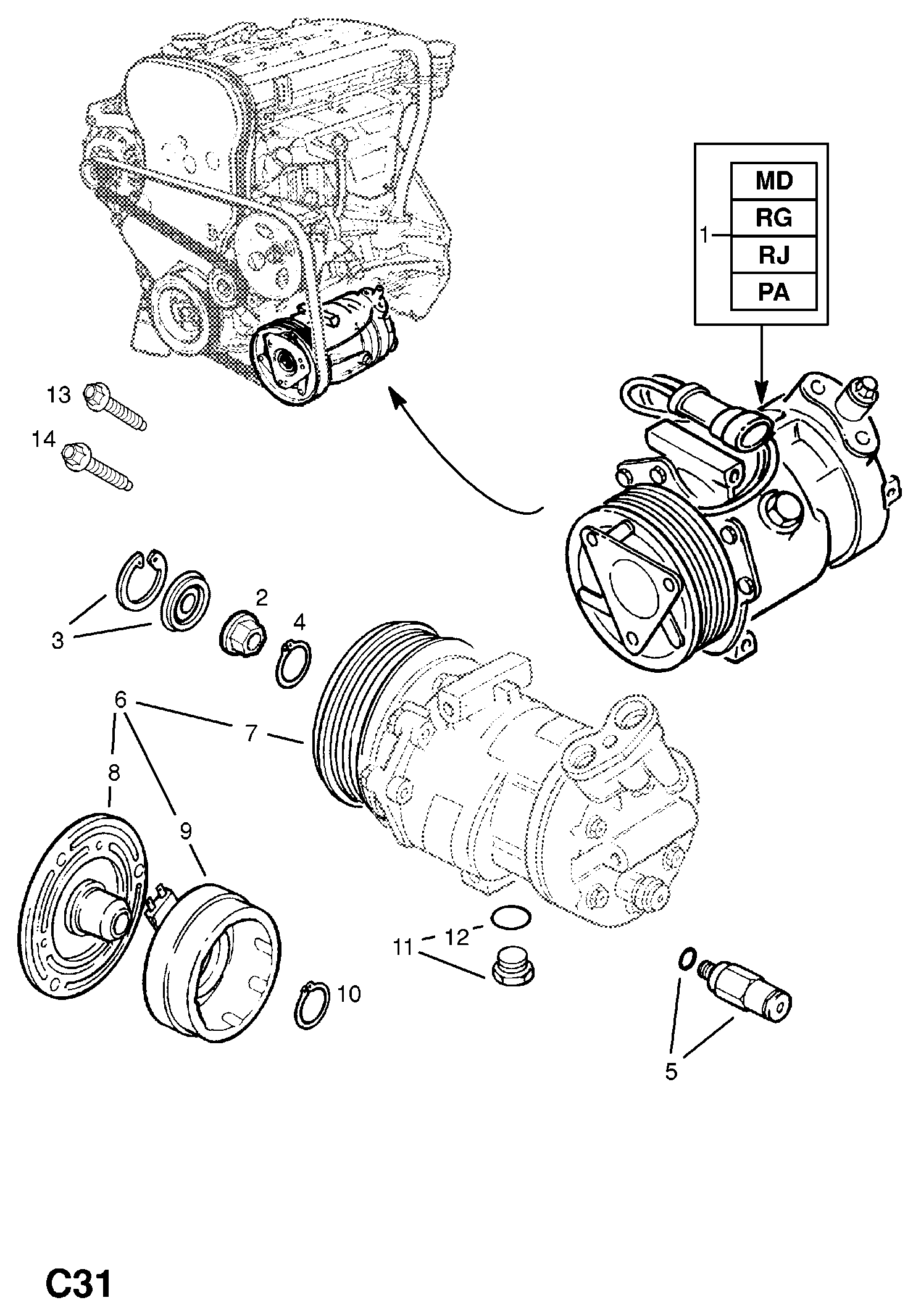 Vauxhall 18 54 122 - Kompresors, Gaisa kond. sistēma adetalas.lv