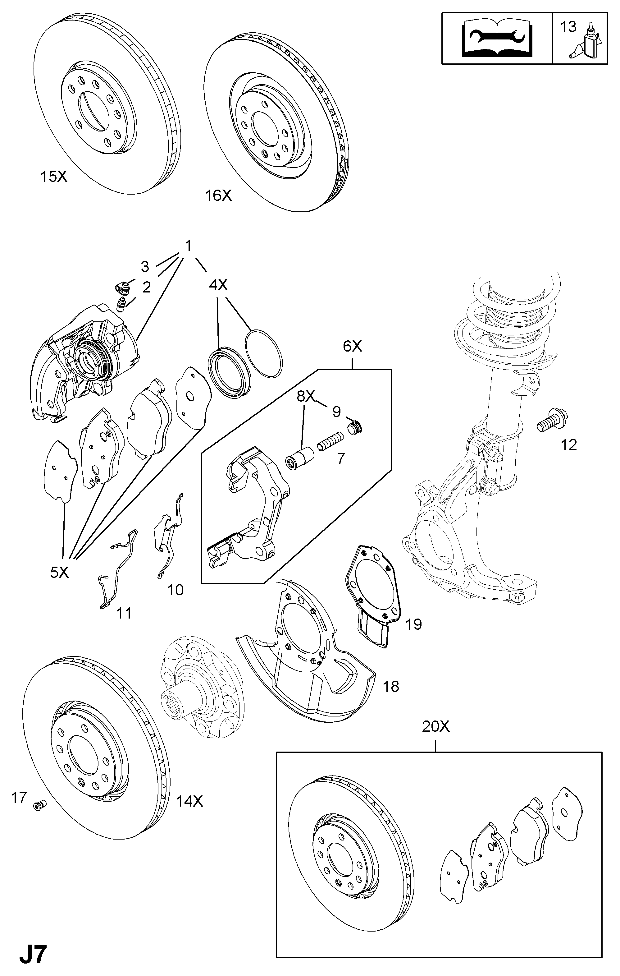 Opel 15 15 014 - Bremžu komplekts, Disku bremzes adetalas.lv