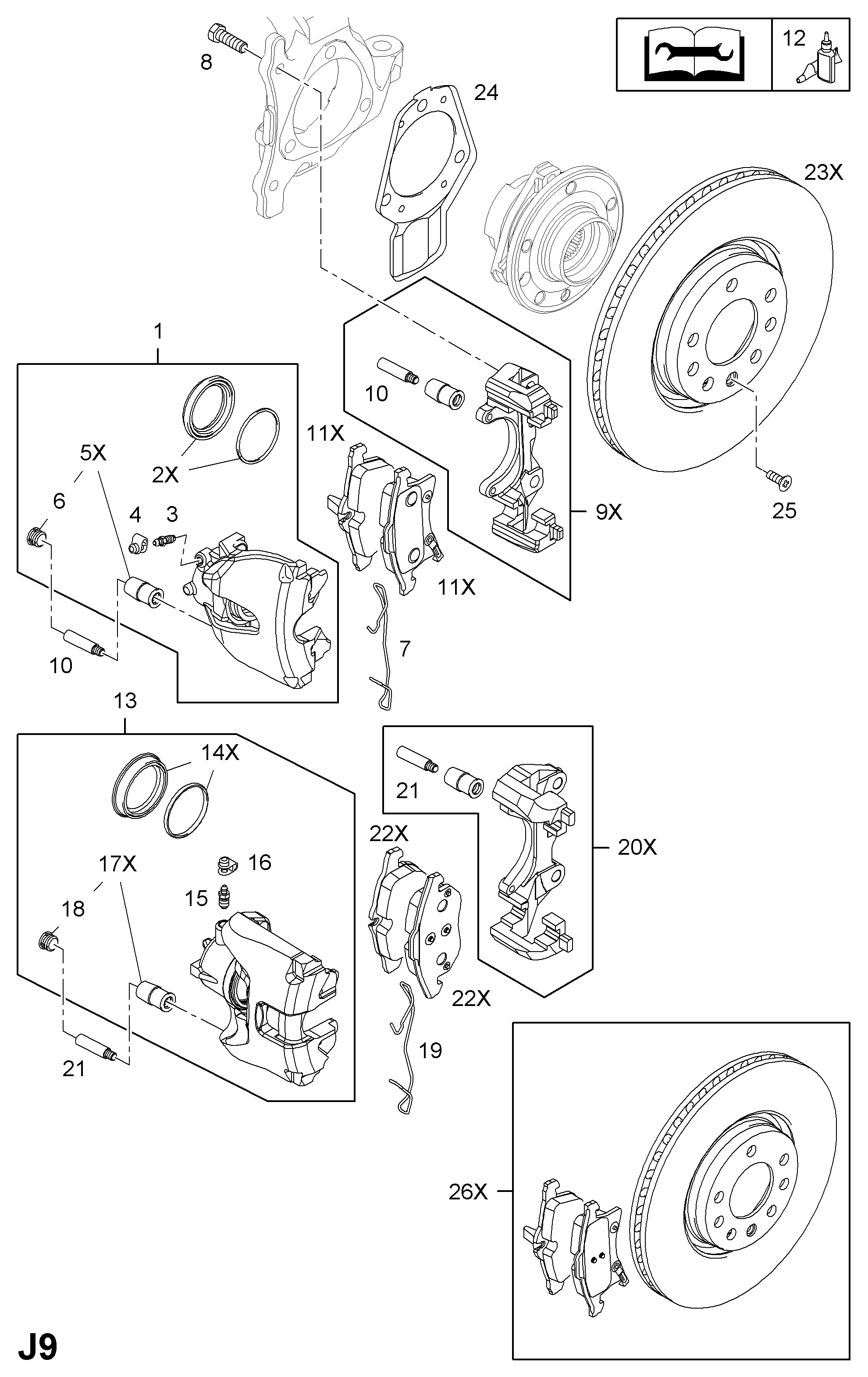 Chevrolet 1605996 - Bremžu uzliku kompl., Disku bremzes adetalas.lv