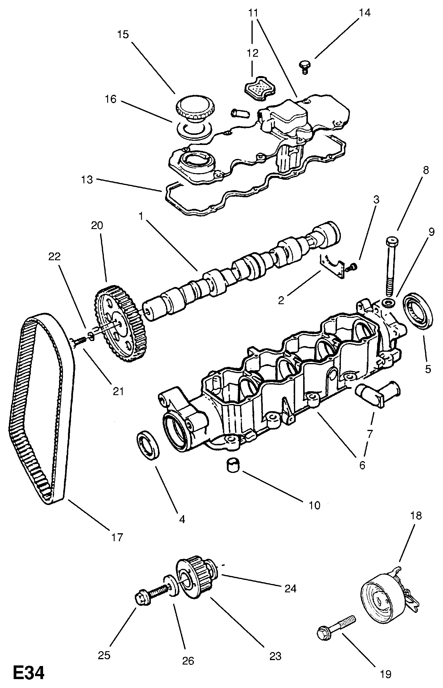 Opel 63 67 46 - Spriegotājrullītis, Gāzu sadales mehānisma piedziņas siksna adetalas.lv