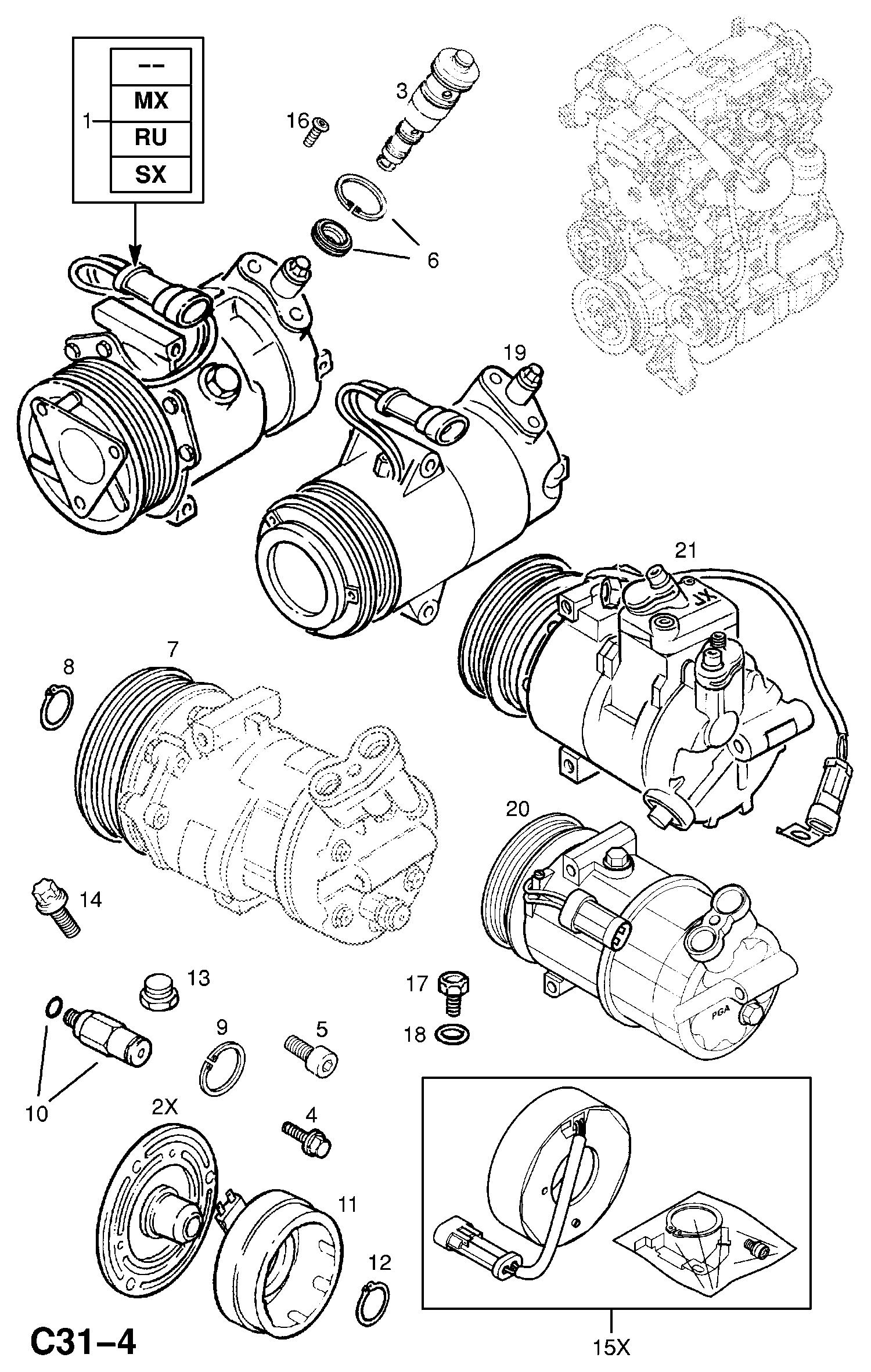 Vauxhall 68 54 001 - Kompresors, Gaisa kond. sistēma adetalas.lv