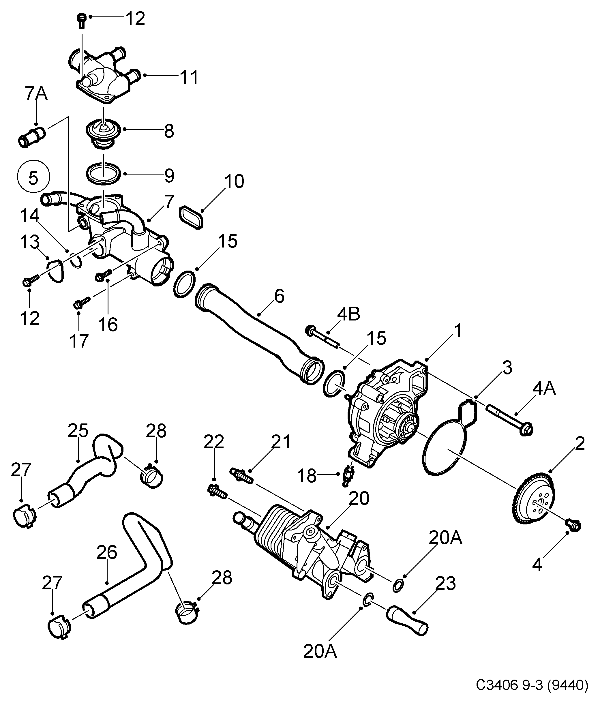 SAAB 93181118 - Ūdenssūknis adetalas.lv