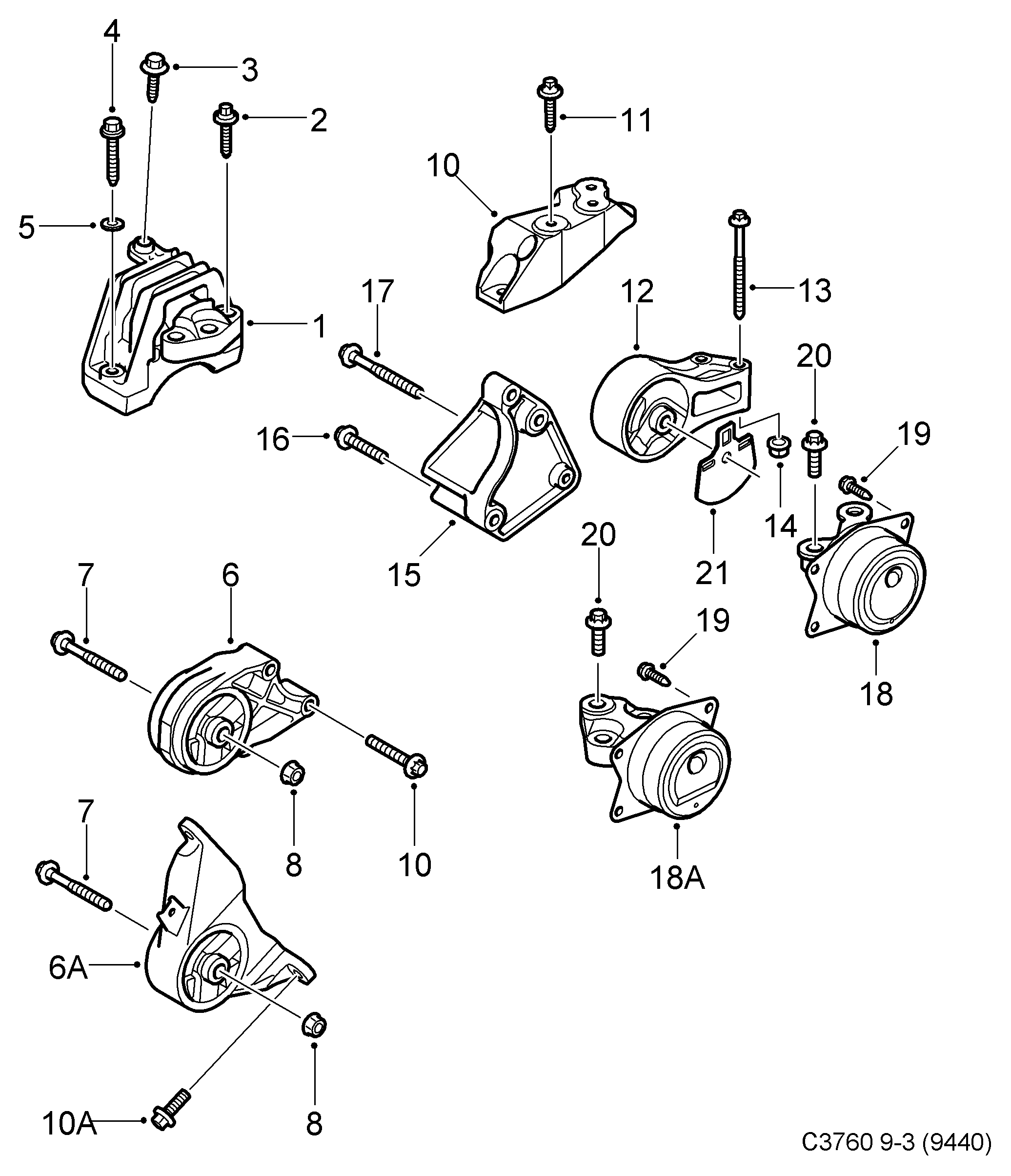 Opel 9156933 - Piekare, Dzinējs adetalas.lv