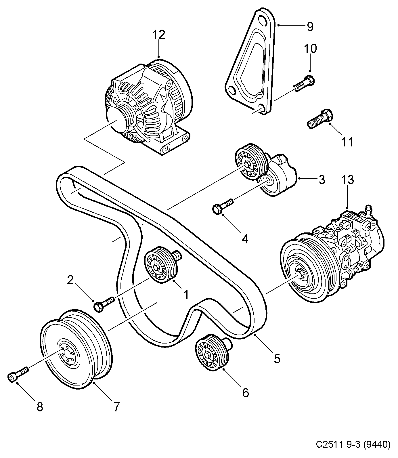 General Motors 55190811 - Parazīt / Vadrullītis, Ķīļrievu siksna adetalas.lv