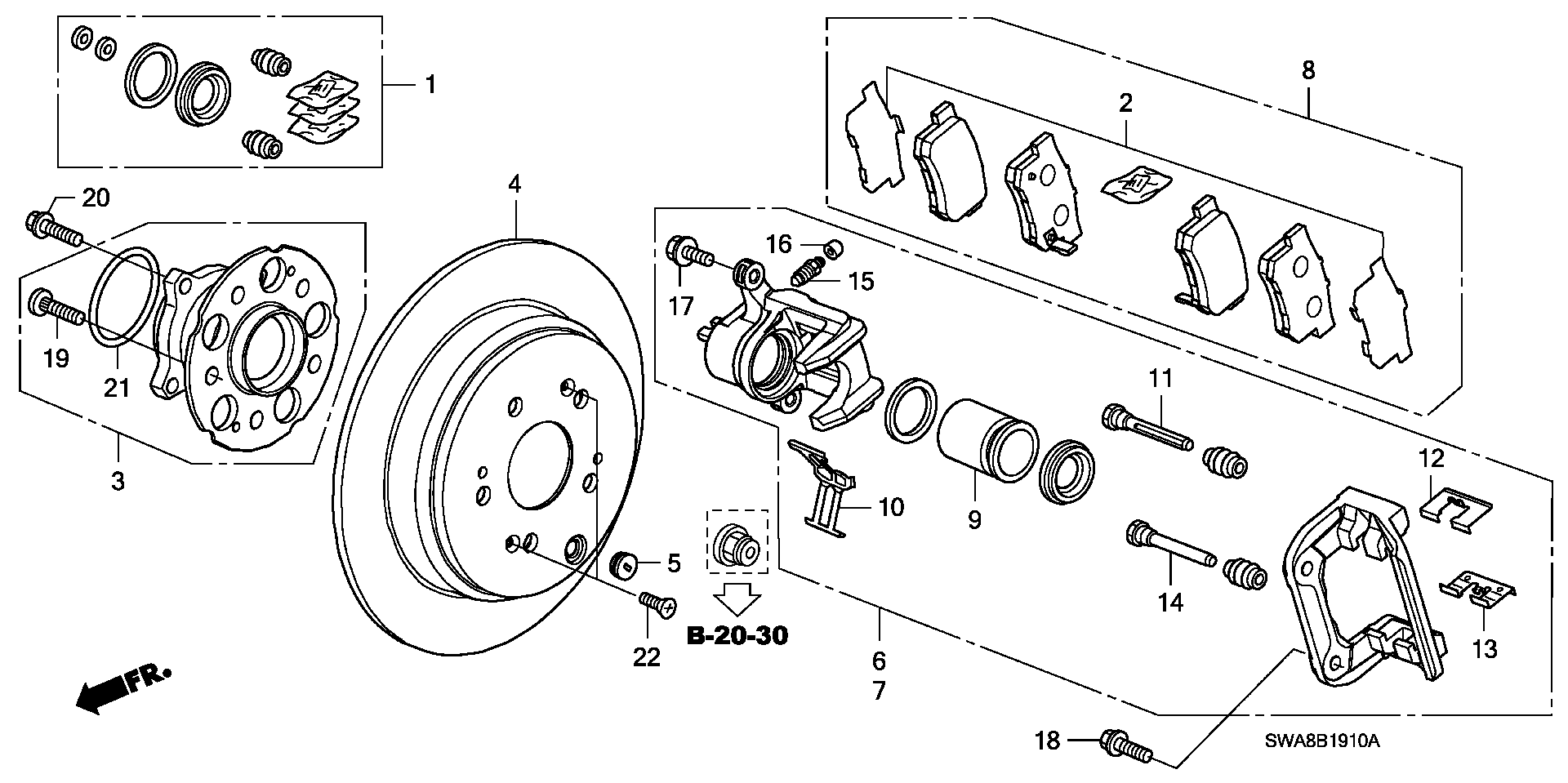 Honda 43022-S9A-010 - Bremžu uzliku kompl., Disku bremzes adetalas.lv