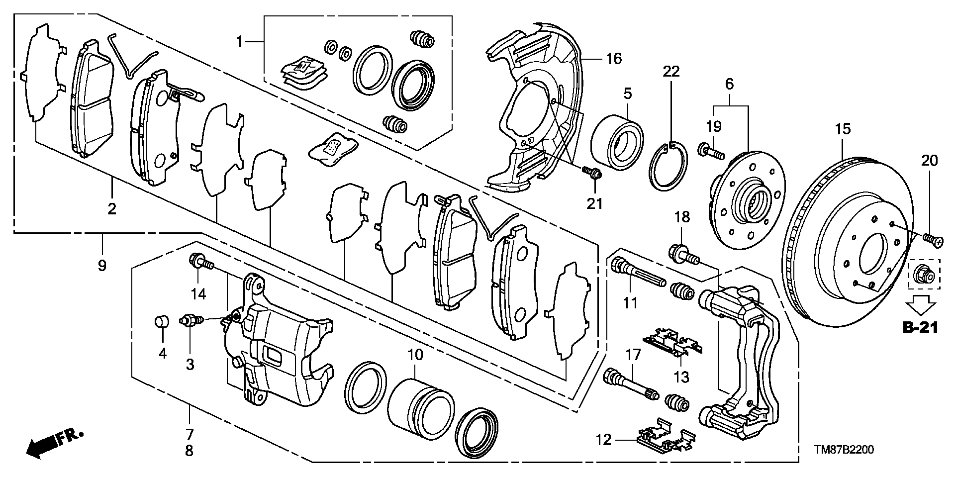 Hyundai 45022TM8G00 - Bremžu uzliku kompl., Disku bremzes adetalas.lv