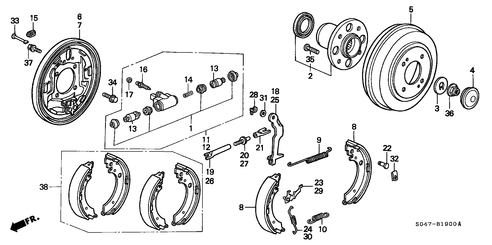 Honda 43153-ST0-J01 - Bremžu loku komplekts adetalas.lv