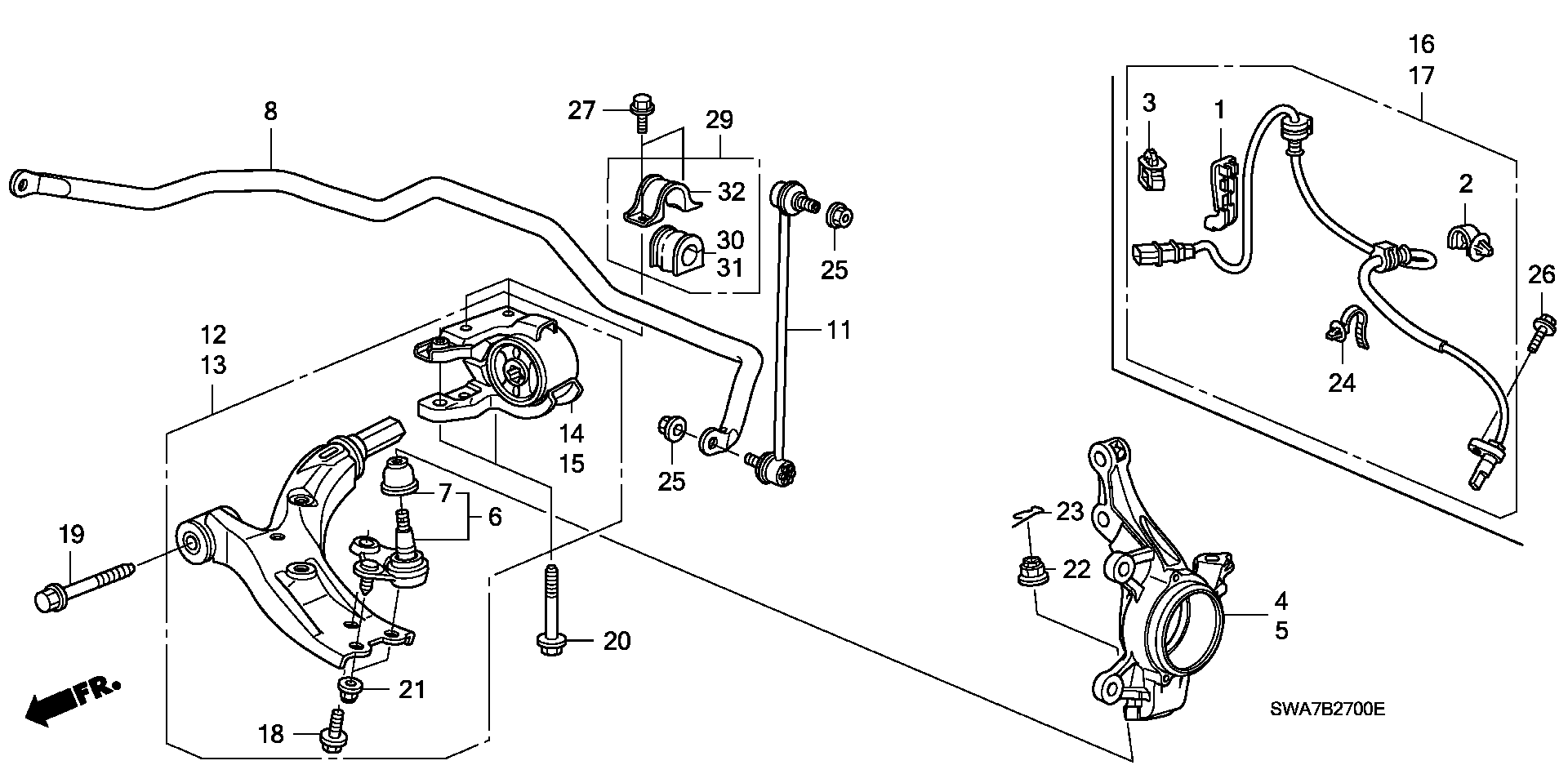 Honda 51396-SWA-E01 - Piekare, Šķērssvira adetalas.lv