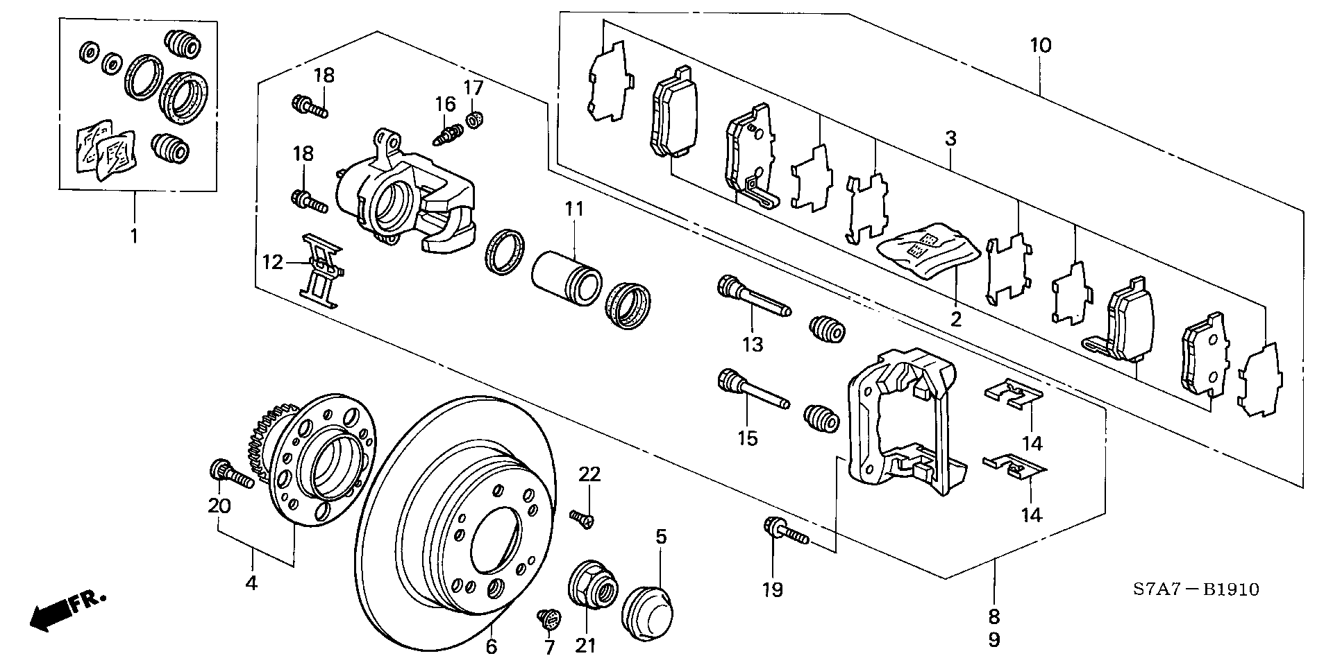 Honda 43022-S3N-E50 - Bremžu uzliku kompl., Disku bremzes adetalas.lv