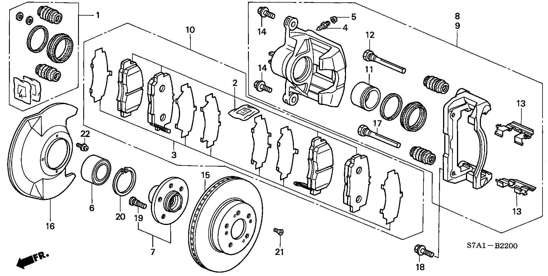 Honda 06450S7AE50 - Bremžu uzliku kompl., Disku bremzes adetalas.lv