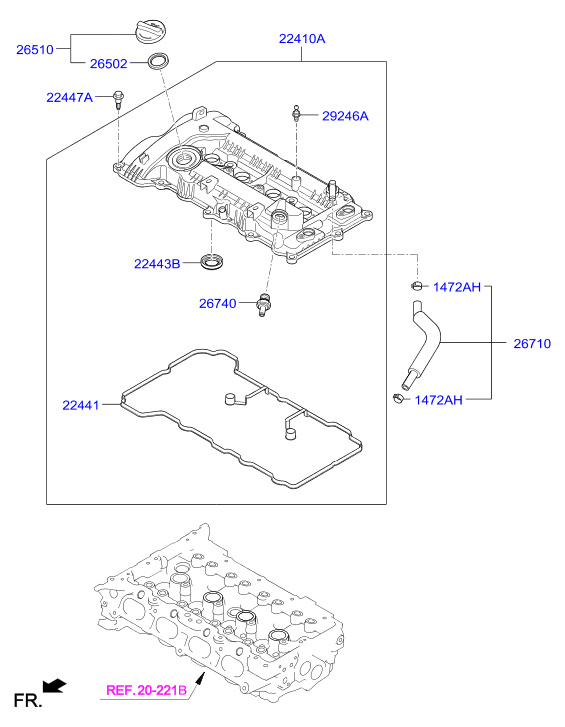 Hyundai 224102E000 - Cover assy - rocker adetalas.lv