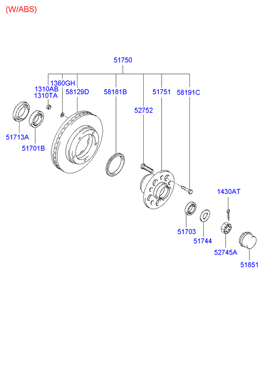 Hyundai 5183044000 - Riteņa rumbas gultņa komplekts adetalas.lv