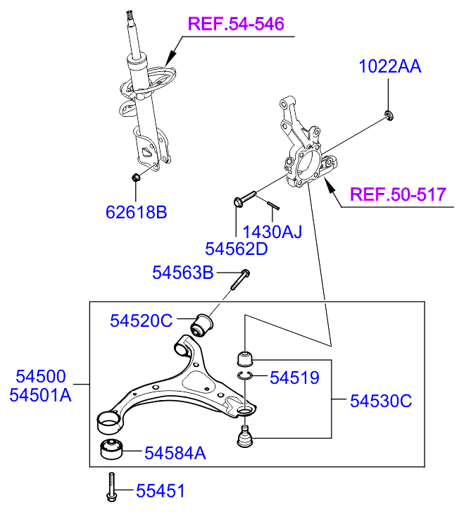 KIA 545001U000 - Neatkarīgās balstiekārtas svira, Riteņa piekare adetalas.lv