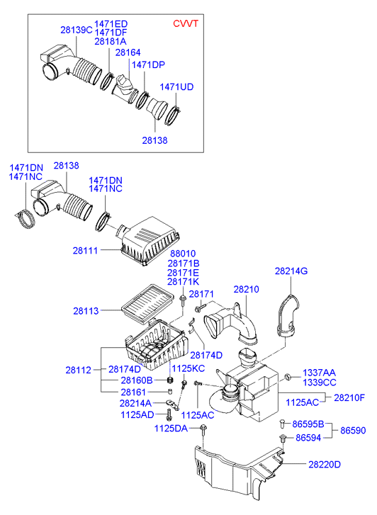 KIA 28113 2D000 - Gaisa filtrs adetalas.lv