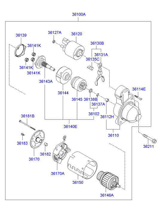 Hyundai 361002G200 - Starteris adetalas.lv