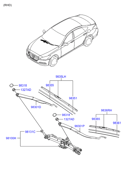 Hyundai 98350B1000 - Stikla tīrītāja slotiņa adetalas.lv