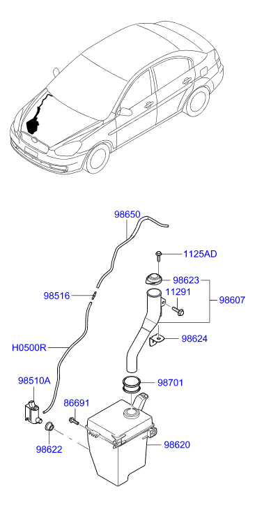 Hyundai 98510-1C000 - Ūdenssūknis, Stiklu tīrīšanas sistēma adetalas.lv