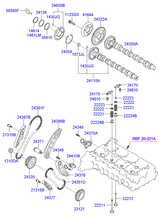 Hyundai 24361-2F000 - Sadales vārpstas piedziņas ķēde adetalas.lv