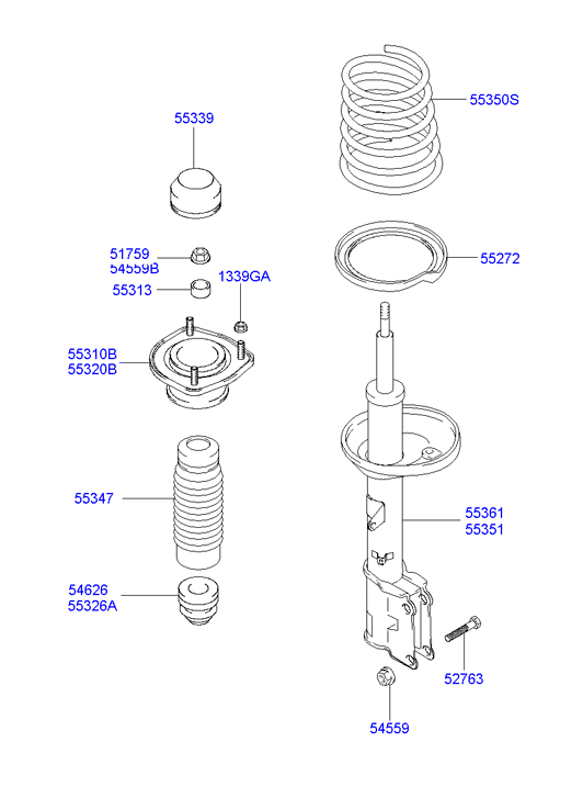 Hyundai 5532617000 - Putekļu aizsargkomplekts, Amortizators adetalas.lv