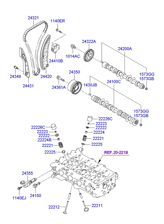 Hyundai 22224-2B000 - Blīvgredzens, Vārsta kāts adetalas.lv