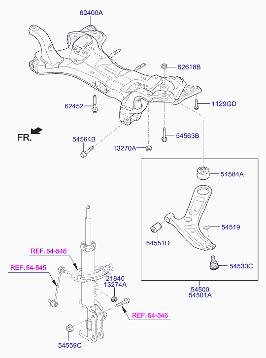 Hyundai 54501-B9000 - Neatkarīgās balstiekārtas svira, Riteņa piekare adetalas.lv