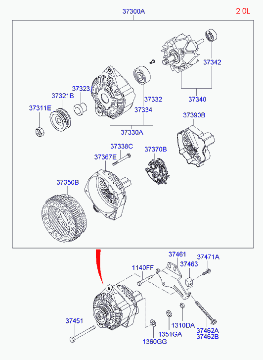 Hyundai 3732137406 - Piedziņas skriemelis, Ģenerators adetalas.lv