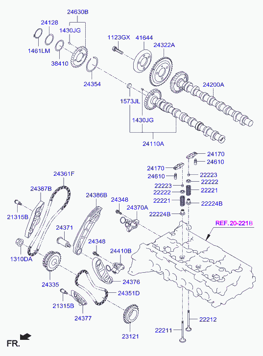 Hyundai 24510-2F000 - Sadales vārpstas piedziņas ķēdes komplekts adetalas.lv