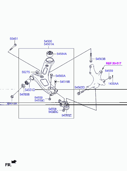 Hyundai 545014H200 - Neatkarīgās balstiekārtas svira, Riteņa piekare adetalas.lv