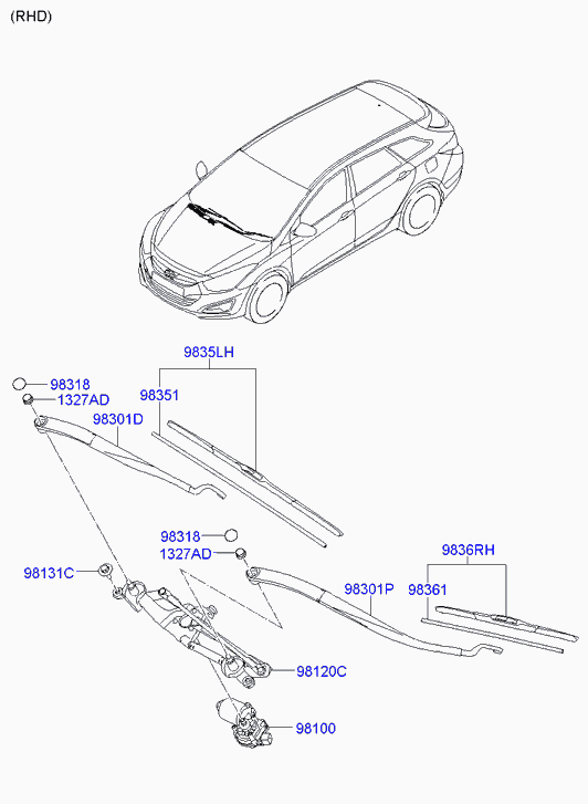 Hyundai 98350-3Z000 - Stikla tīrītāja slotiņa adetalas.lv