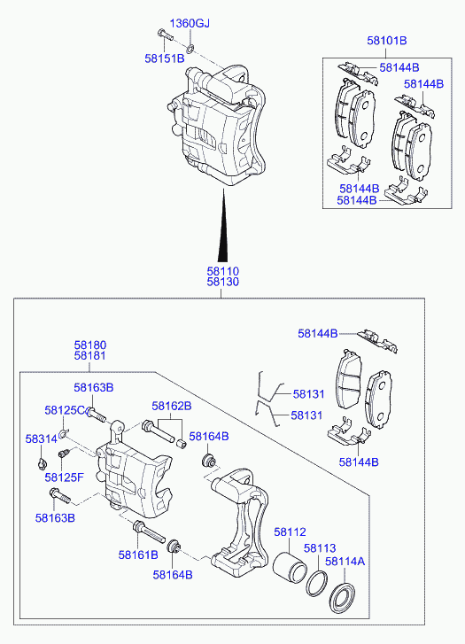 KIA 58101-C8A60 - Bremžu uzliku kompl., Disku bremzes adetalas.lv