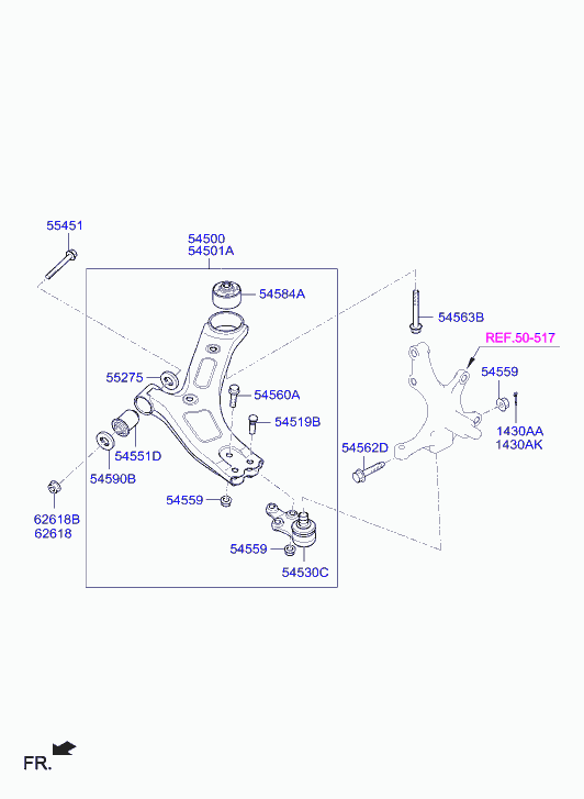 Hyundai 545844H000 - Piekare, Šķērssvira adetalas.lv