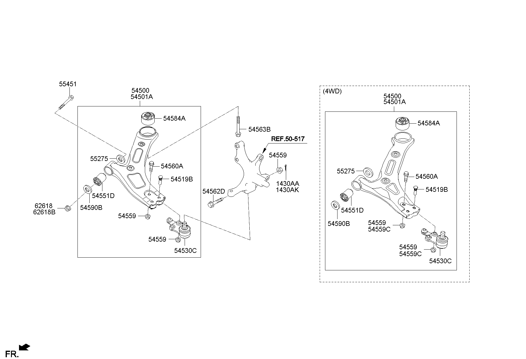 KIA 54500-4H000 - Neatkarīgās balstiekārtas svira, Riteņa piekare adetalas.lv