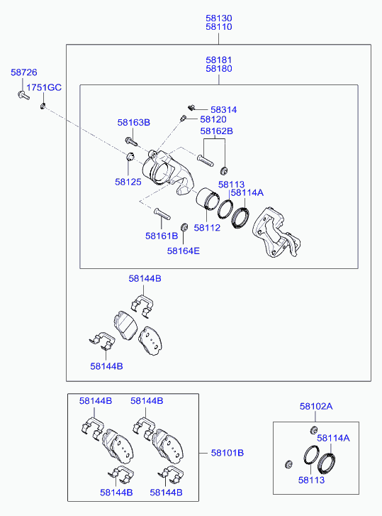 Honda 581011HA10 - Bremžu uzliku kompl., Disku bremzes adetalas.lv