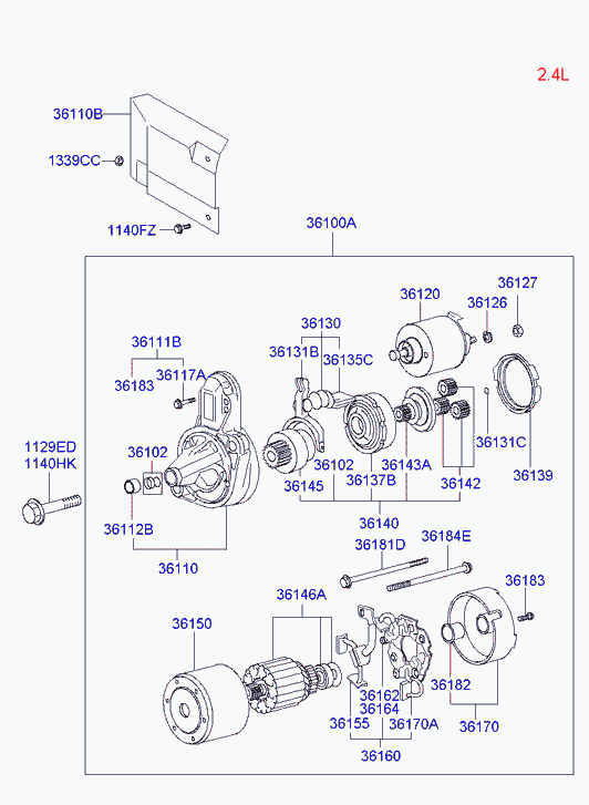 Hyundai 36100-38050 - Starteris adetalas.lv