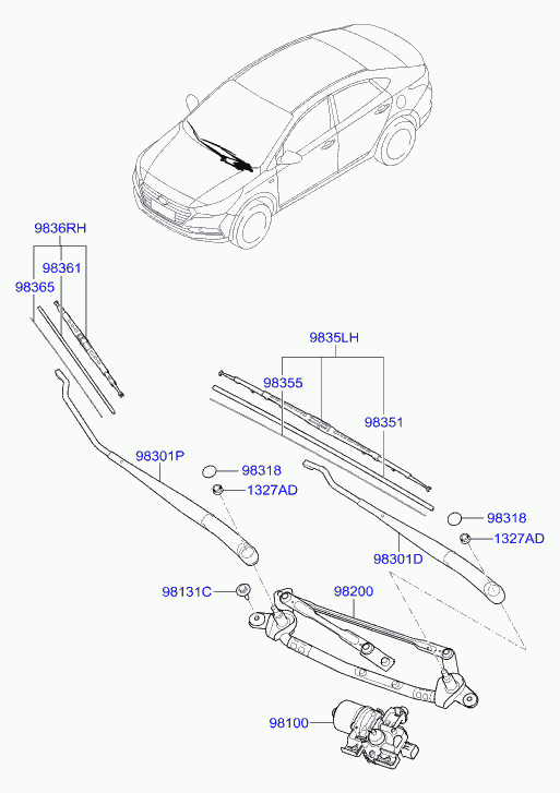 Hyundai 98350H5000 - Stikla tīrītāja slotiņa adetalas.lv