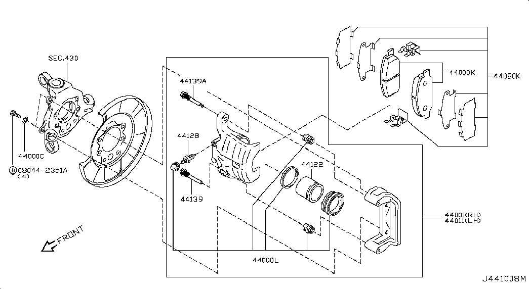 NISSAN 44060 AM485 - Bremžu uzliku kompl., Disku bremzes adetalas.lv