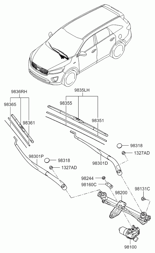 KIA 98350A9500 - Stikla tīrītāja slotiņa adetalas.lv