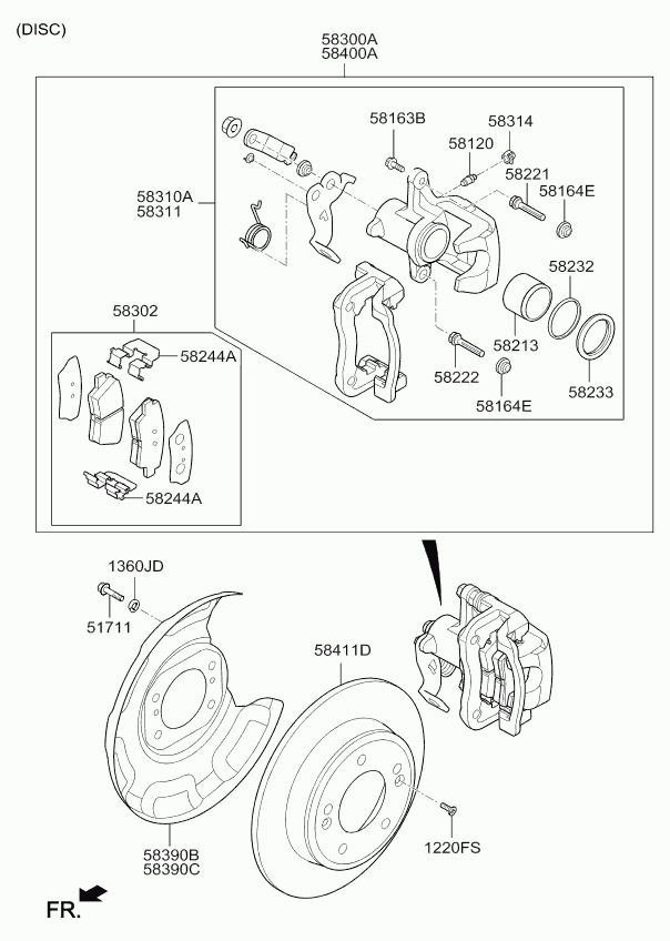 KIA 58302 A7B30 - Bremžu uzliku kompl., Disku bremzes adetalas.lv