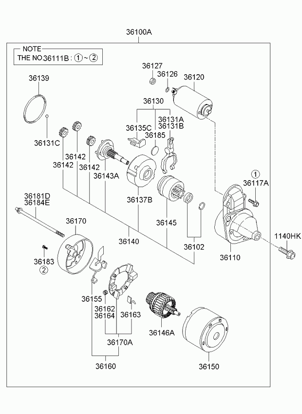 Hyundai 3610023170 - Starteris adetalas.lv