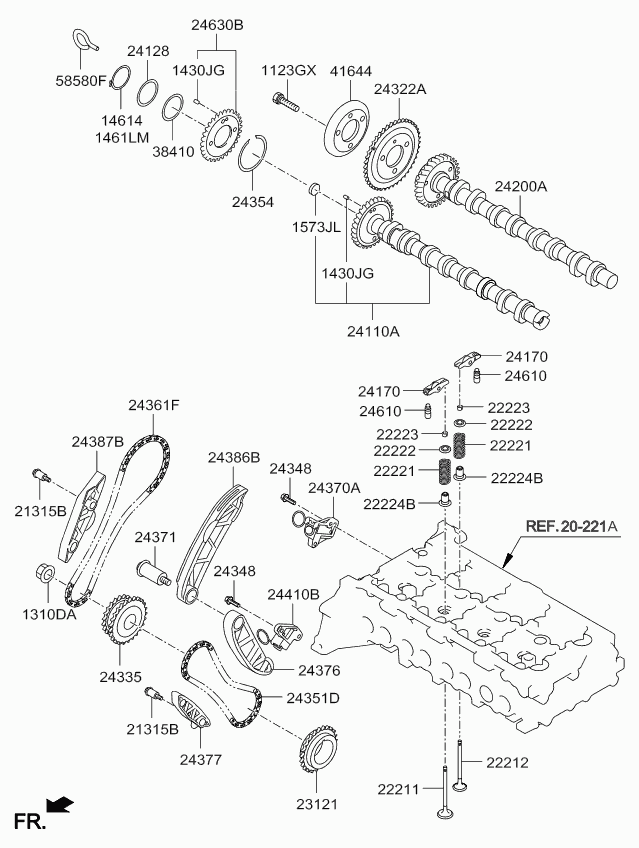 Hyundai 24377-2F001 - Sadales vārpstas piedziņas ķēdes komplekts adetalas.lv