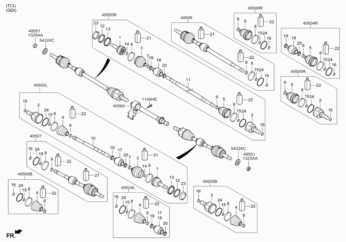 KIA 49526-A6201 - Šarnīru komplekts, Piedziņas vārpsta adetalas.lv