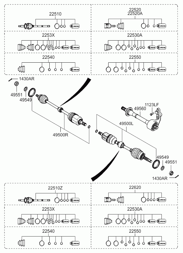 Hyundai 495921G090 - Šarnīru komplekts, Piedziņas vārpsta adetalas.lv